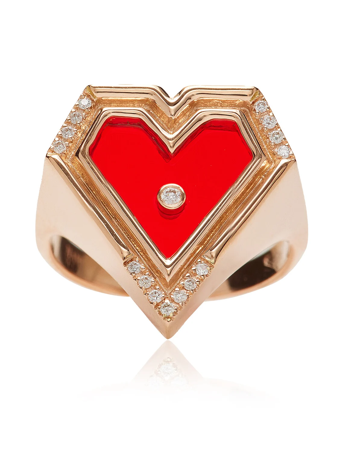L’Atelier Nawbar Super Heart 18K Rose Gold Agate Diamond Ring