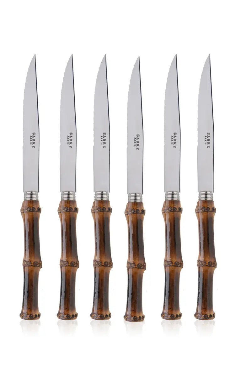 Sabre Panda Dark Bamboo Six-Piece Knife Set | Image 1 Sabre Panda Dark Bamboo Six-Piece Knife Set | Image 1