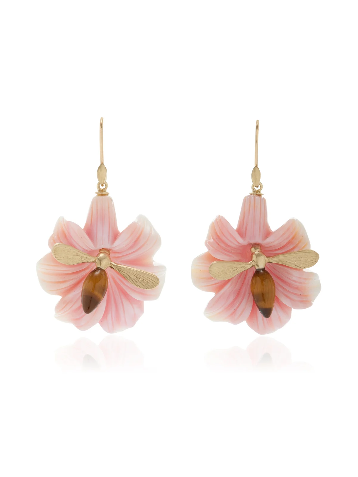 Annette Ferdinandsen Pollinator 14K Yellow Gold Conch; Tiger's Eye Earrings