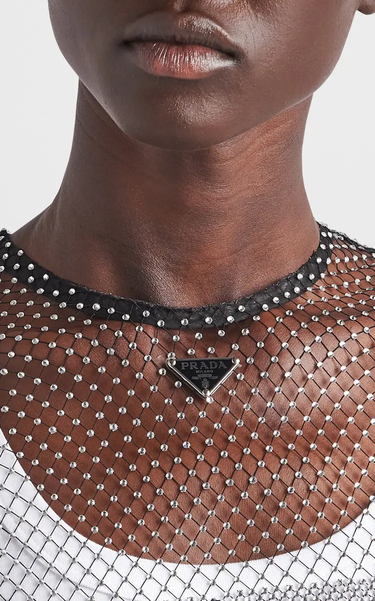 Prada Crystal-Embellished Mesh Mini Dress | Thumbnail 10