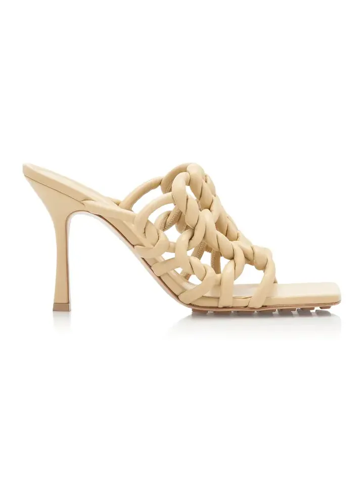 Stretch Leather Mule Sandals