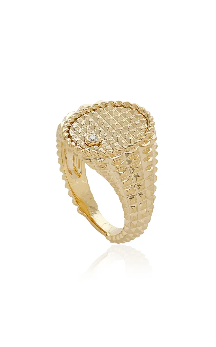Yvonne Léon Picotti 9K Yellow Gold Diamond Signet Ring | Thumbnail 4