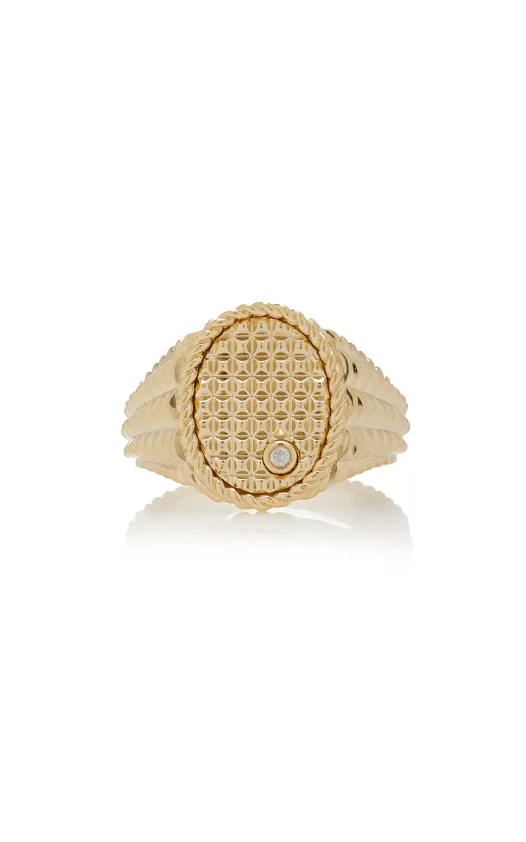 Picotti 9K Yellow Gold Diamond Signet Ring Picotti 9K Yellow Gold Diamond Signet Ring