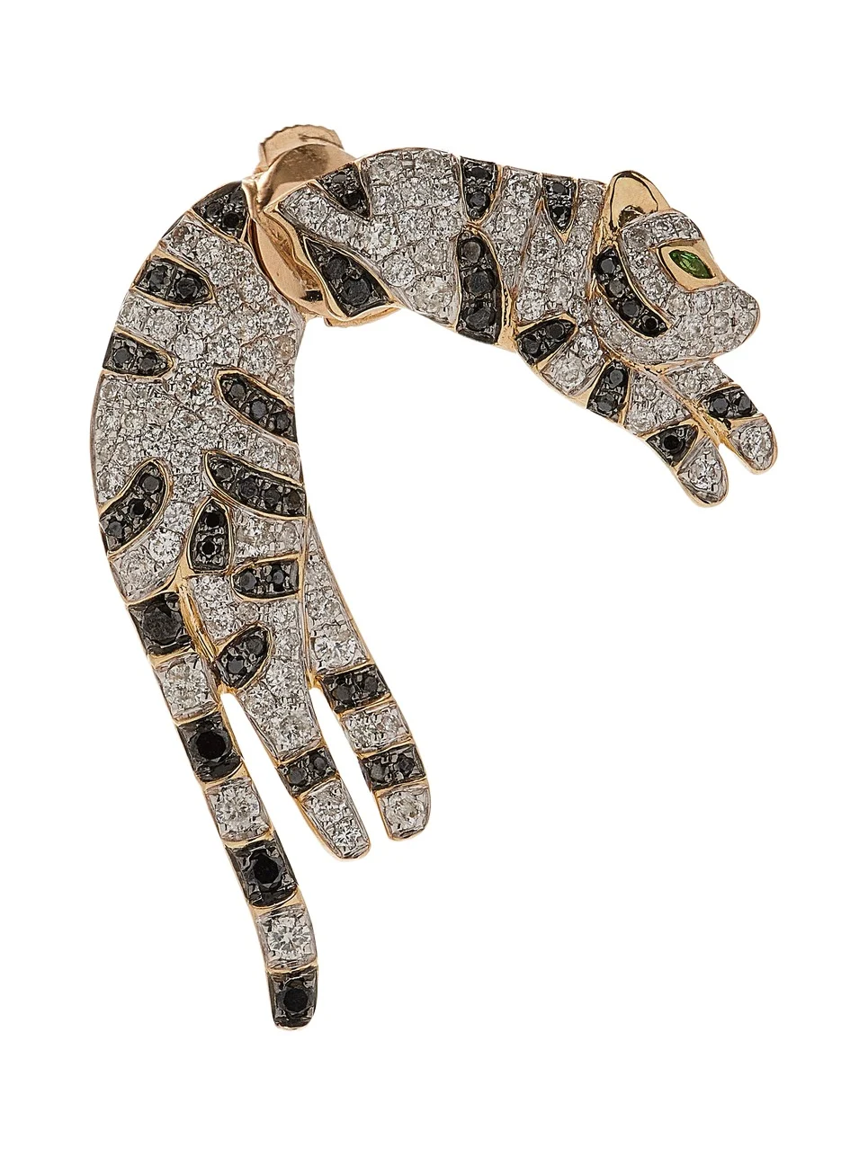 Feline 9K Yellow Gold Tsavorite; Diamond Single Earring Feline 9K Yellow Gold Tsavorite; Diamond Single Earring