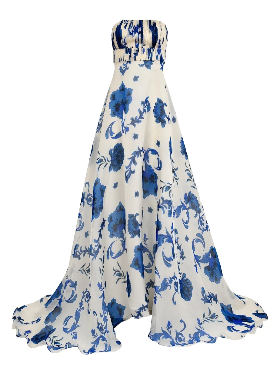 Francesca Miranda Exclusive Akoniton Strapless Silk Gown