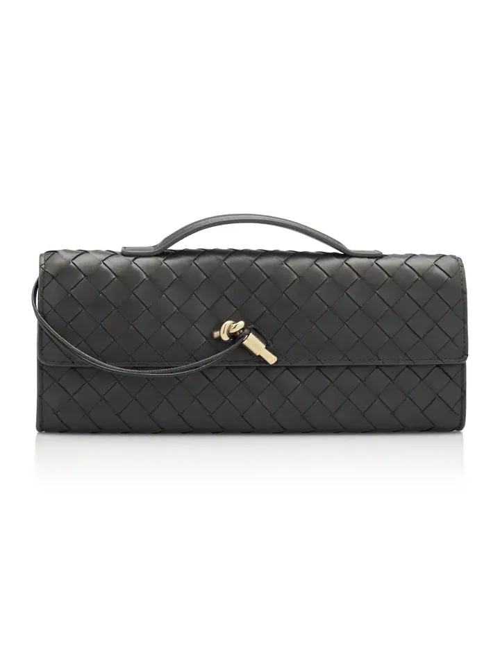 Long Andiamo Intrecciato Leather Clutch