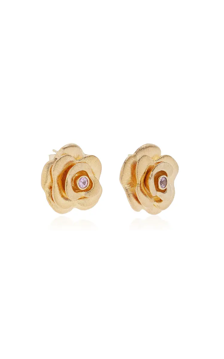 Sydney Evan Large 14K Yellow Gold Sapphire Earrings | Thumbnail 3 Sydney Evan Large 14K Yellow Gold Sapphire Earrings | Thumbnail 3