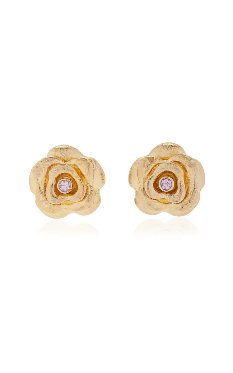 Sydney Evan Large 14K Yellow Gold Sapphire Earrings | Thumbnail 4 Sydney Evan Large 14K Yellow Gold Sapphire Earrings | Thumbnail 4