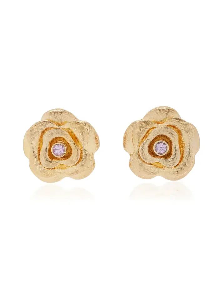 Large 14K Yellow Gold Sapphire Earrings Large 14K Yellow Gold Sapphire Earrings