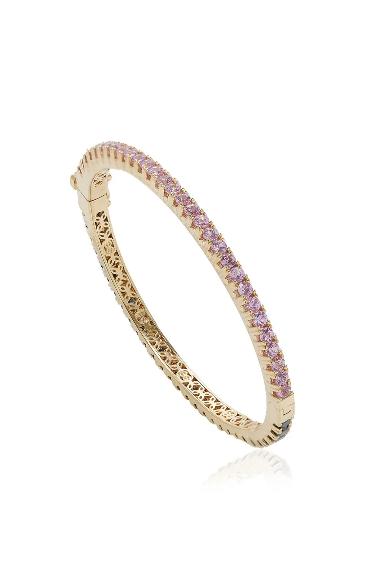 Sydney Evan Large 14K Yellow Gold Diamond; Sapphire Bangle | Thumbnail 4 Sydney Evan Large 14K Yellow Gold Diamond; Sapphire Bangle | Thumbnail 4