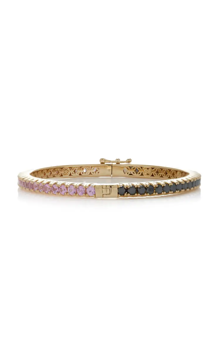 Sydney Evan Large 14K Yellow Gold Diamond; Sapphire Bangle | Thumbnail 5 Sydney Evan Large 14K Yellow Gold Diamond; Sapphire Bangle | Thumbnail 5
