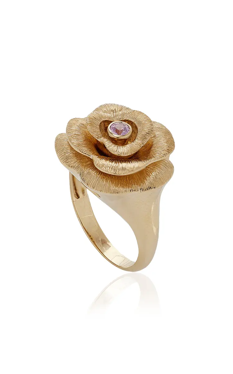 Sydney Evan Large 14K Yellow Gold Sapphire Ring | Thumbnail 3