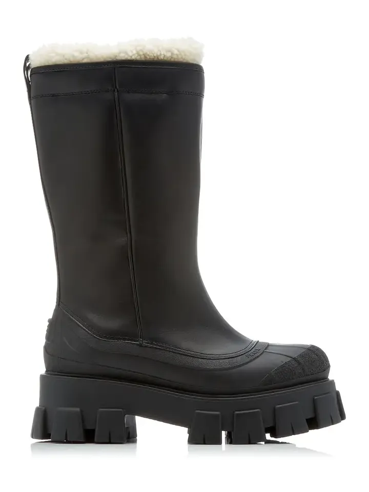 Monolith Shearling-Trimmed Leather Boots Monolith Shearling-Trimmed Leather Boots