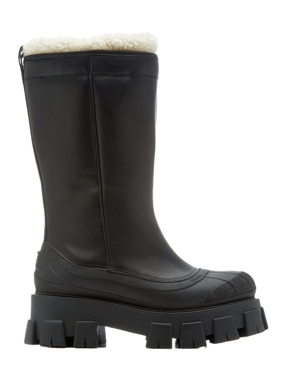 Monolith Shearling-Trimmed Leather Boots