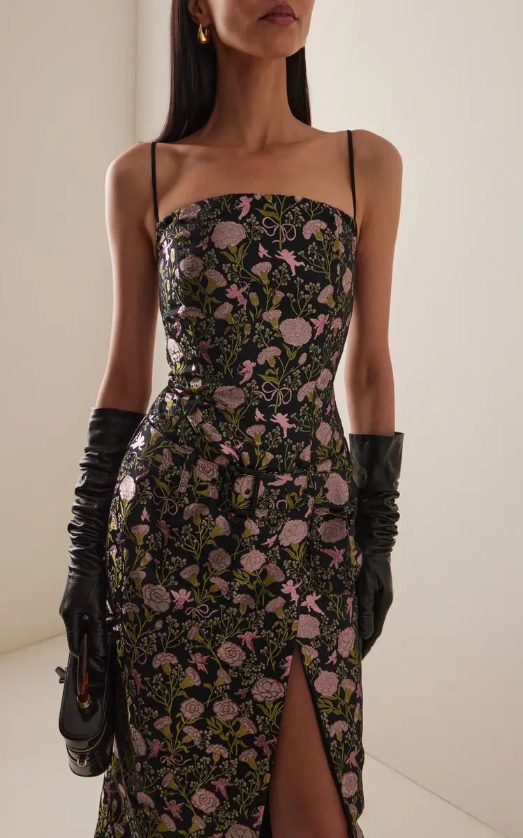 Wiederhoeft Julie Floral Jacquard Midi Dress - Multi | Thumbnail 6 Wiederhoeft Julie Floral Jacquard Midi Dress - Multi | Thumbnail 6