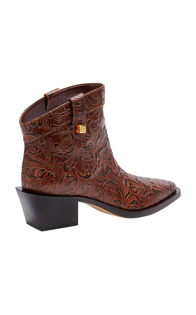 SKORPIOS Alexandra Borgia Charro Embossed Leather Ankle Boots | Thumbnail 3