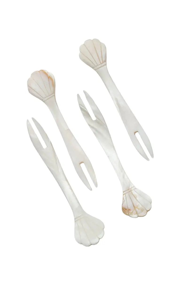 Gohar World Set-of-Four Mother-of-Pearl Seafood Picks - White | Image 1 Gohar World Set-of-Four Mother-of-Pearl Seafood Picks - White | Image 1