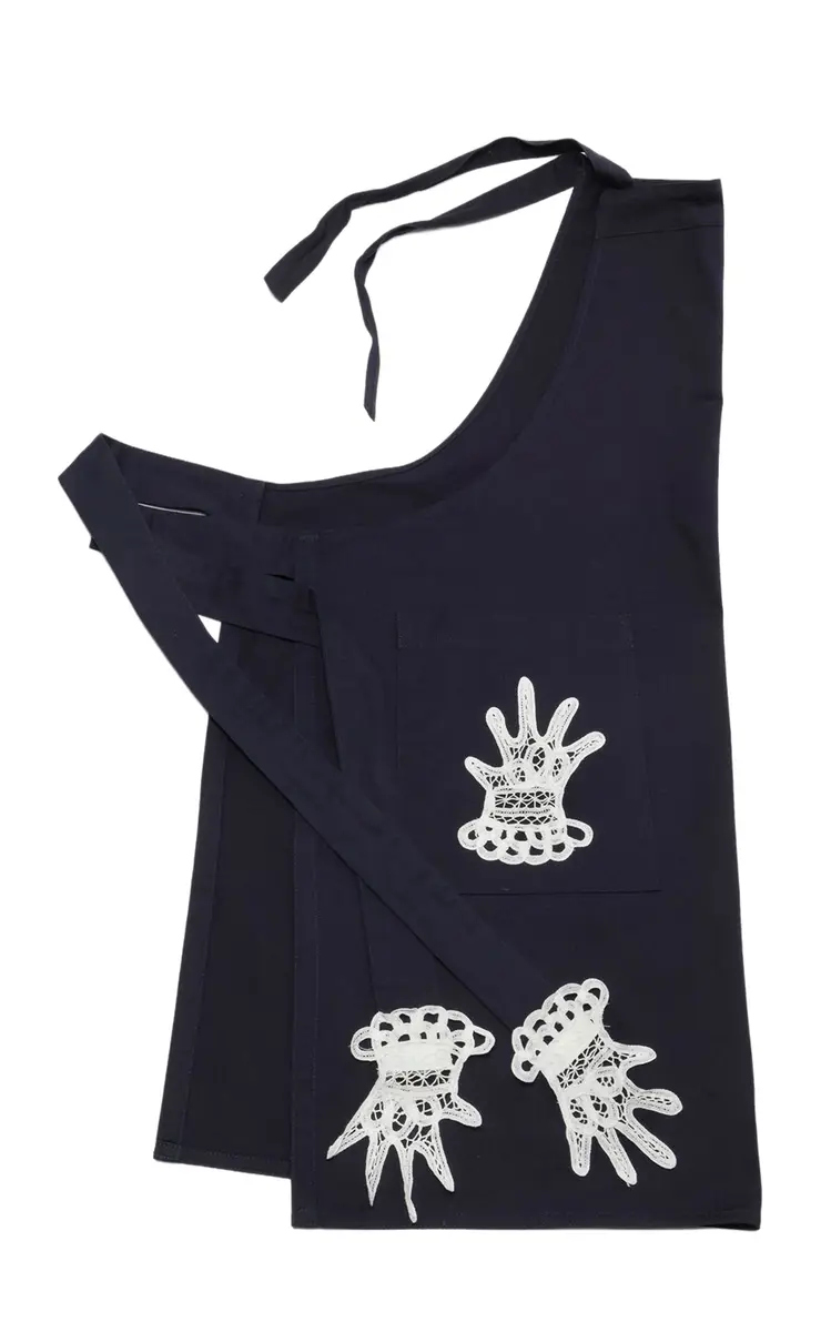 Gohar World Full Hands Lace-Embroidered Apron - Navy | Image 1 Gohar World Full Hands Lace-Embroidered Apron - Navy | Image 1