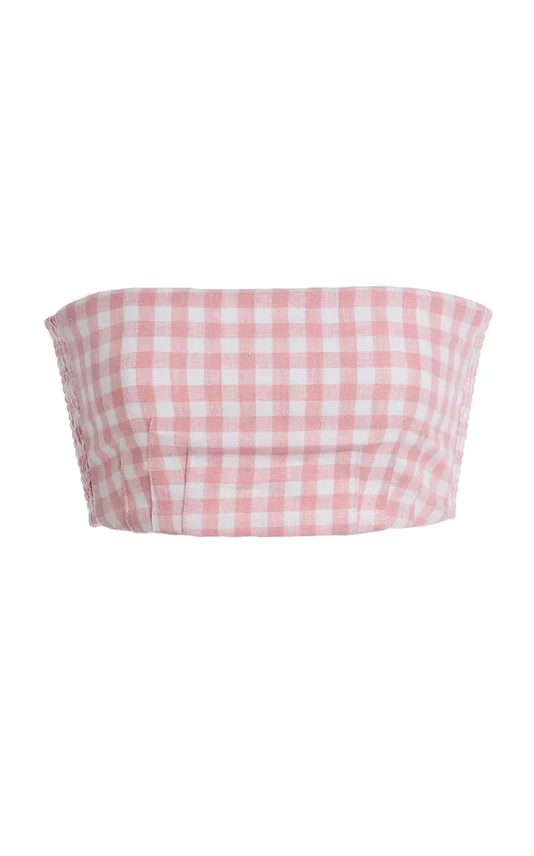Posse Exclusive Riviera Paige Gingham Linen Crop Top | Image 1 Posse Exclusive Riviera Paige Gingham Linen Crop Top | Image 1