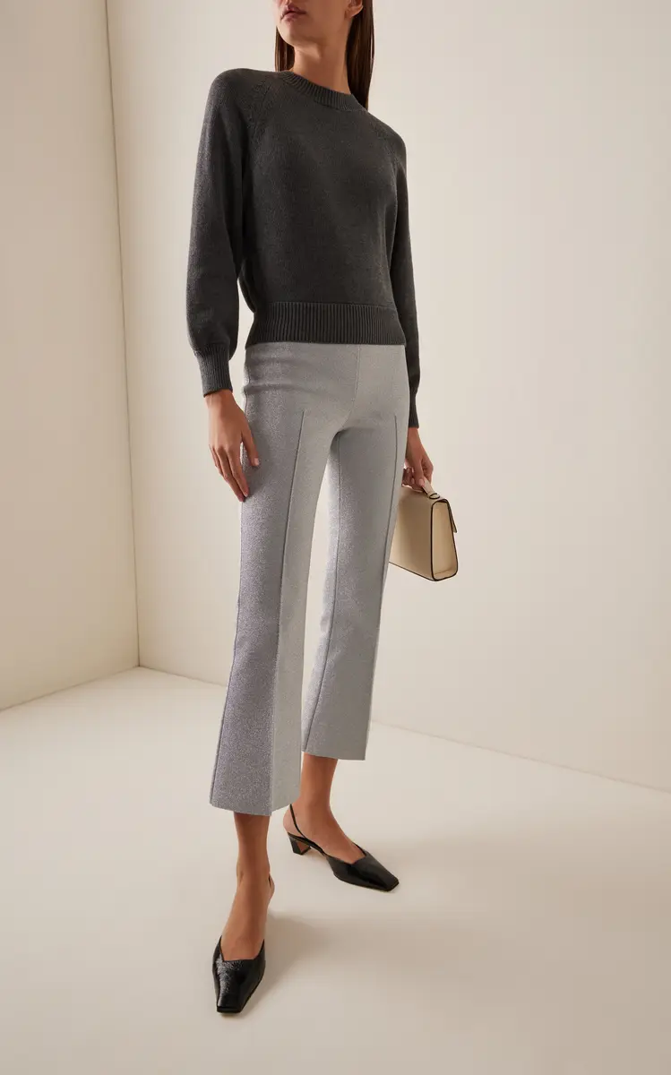 HIGH SPORT Exclusive Kick Metallic Cotton Knit Cropped Flared Pants | Thumbnail 2