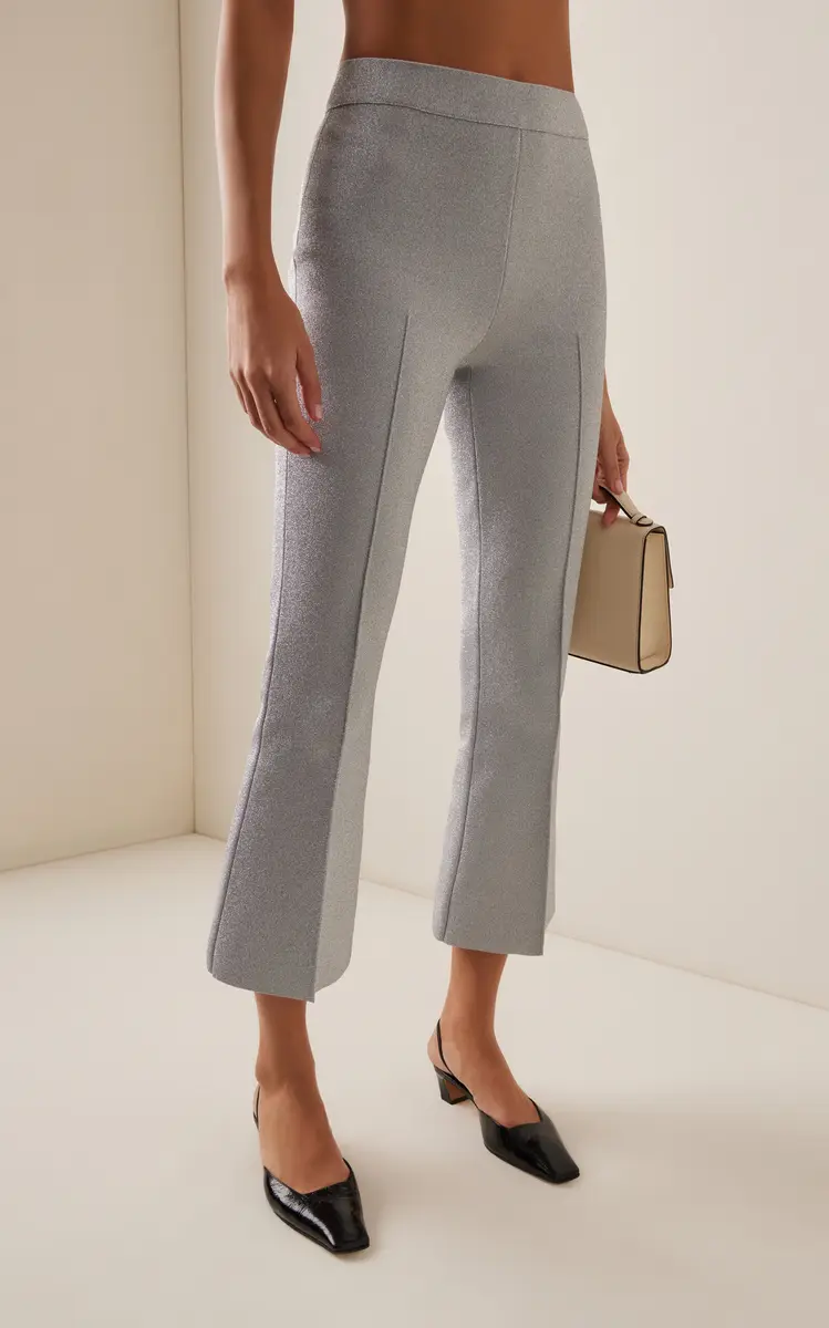 HIGH SPORT Exclusive Kick Metallic Cotton Knit Cropped Flared Pants | Thumbnail 3