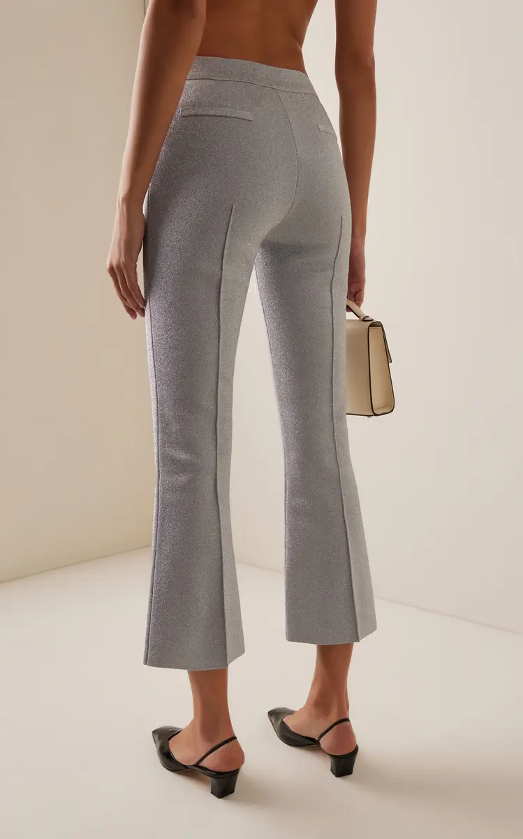 HIGH SPORT Exclusive Kick Metallic Cotton Knit Cropped Flared Pants | Thumbnail 4