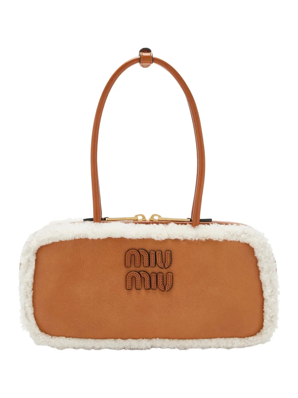 Arcadie Shearling-Trimmed Nubuck Bag Arcadie Shearling-Trimmed Nubuck Bag