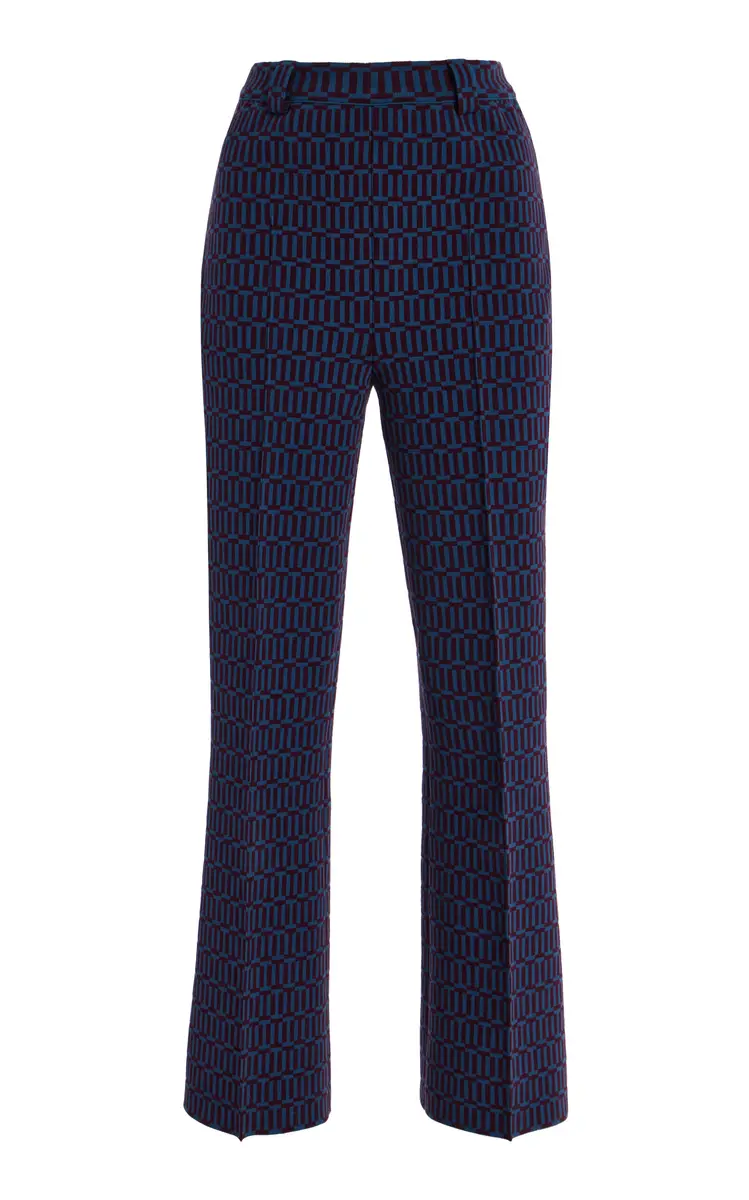 High Sport Charlie Cotton-Blend Geo-Jacquard Flared Pants | Image 1 High Sport Charlie Cotton-Blend Geo-Jacquard Flared Pants | Image 1