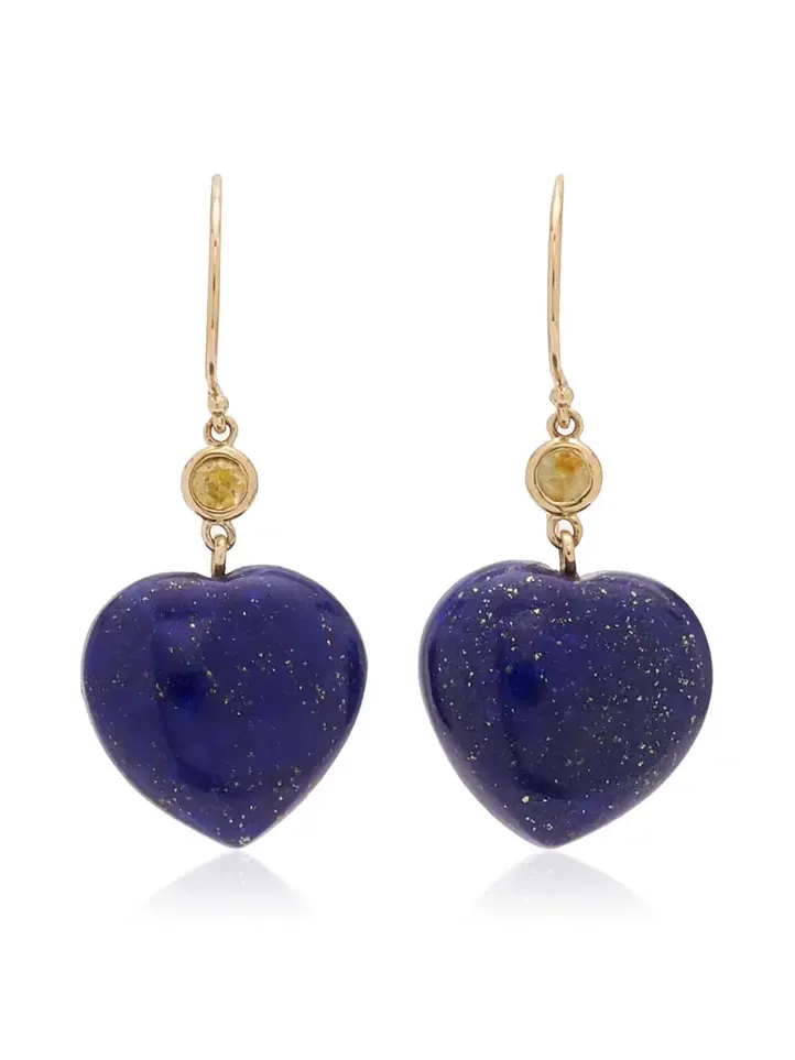 14K Yellow Gold Lapis; Sapphire Earrings 14K Yellow Gold Lapis; Sapphire Earrings