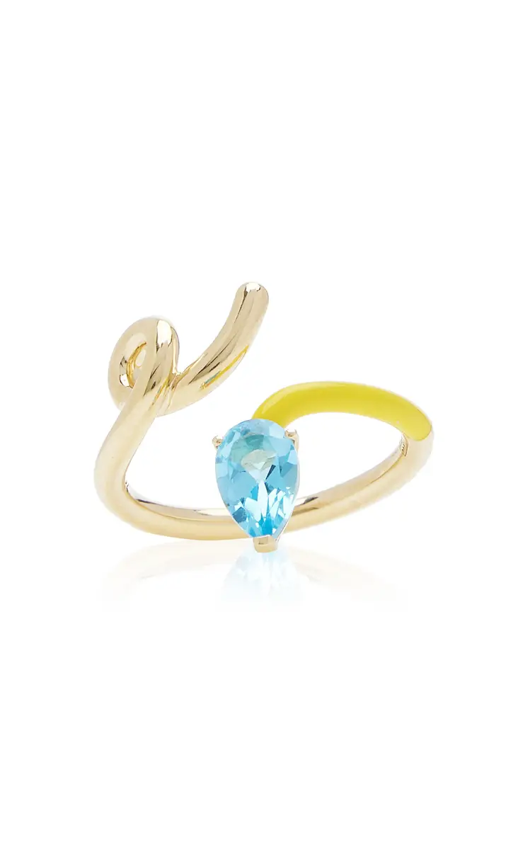 Bea Bongiasca B 9K Yellow Gold Topaz Enameled Ring