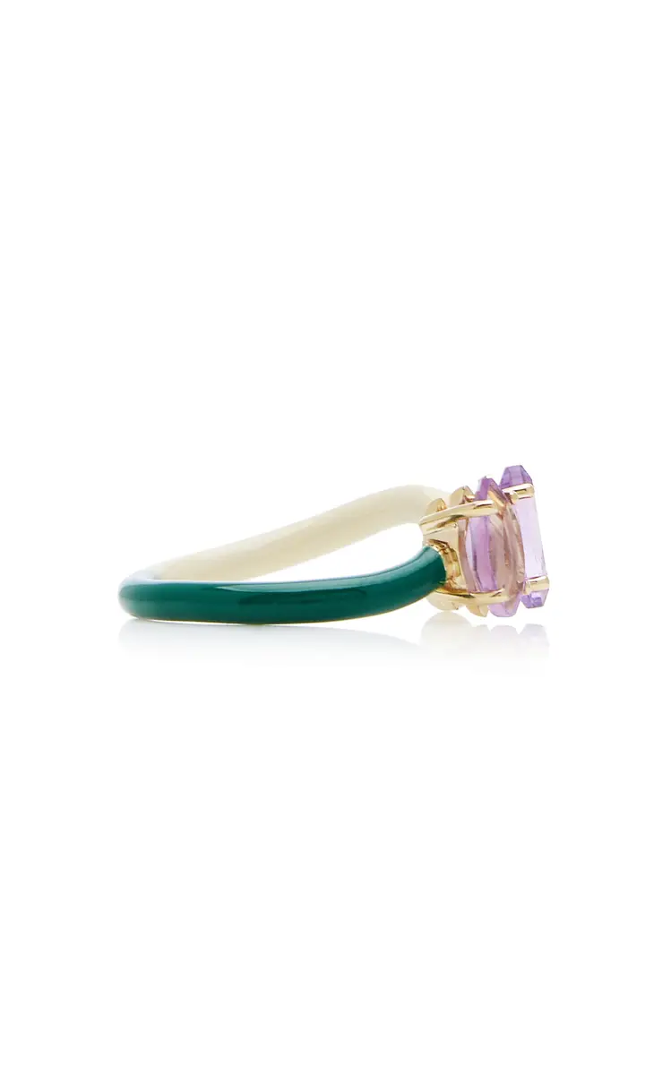 Bea Bongiasca B 9K Yellow Gold Amethyst Enameled Double Vine Ring | Thumbnail 6