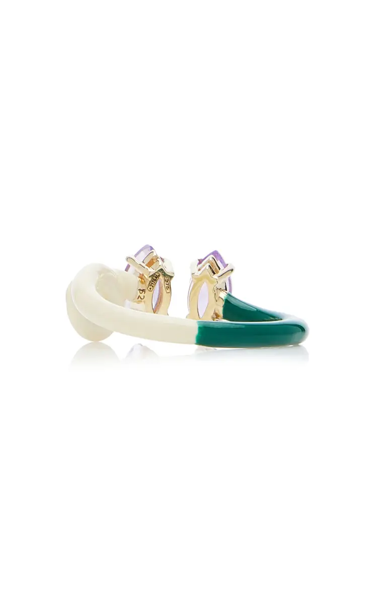 Bea Bongiasca B 9K Yellow Gold Amethyst Enameled Double Vine Ring | Thumbnail 7