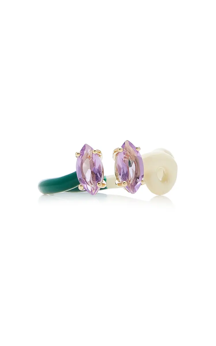 Bea Bongiasca B 9K Yellow Gold Amethyst Enameled Double Vine Ring | Thumbnail 8