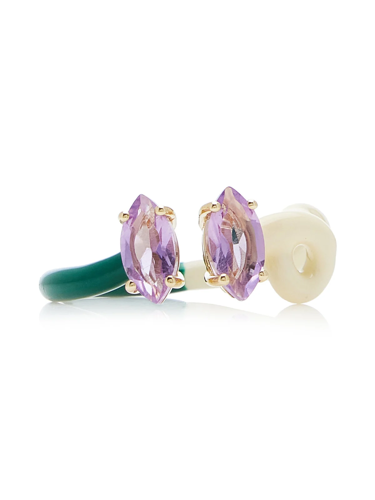 Bea Bongiasca B 9K Yellow Gold Amethyst Enameled Double Vine Ring