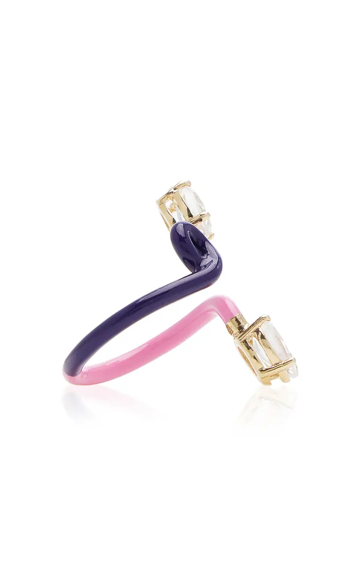 Bea Bongiasca B 9K Yellow Gold Crystal Enameled Double Vine Ring | Thumbnail 6