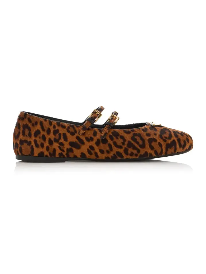 Leopard-Print Pony Hair Mary Jane Ballet Flats Leopard-Print Pony Hair Mary Jane Ballet Flats