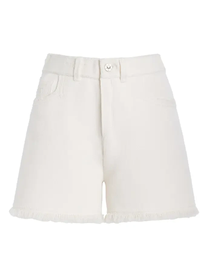 Barrie Distressed Denim-Like Cashmere Shorts