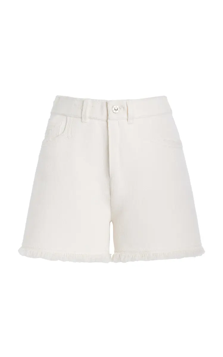 Barrie Distressed Denim-Like Cashmere Shorts