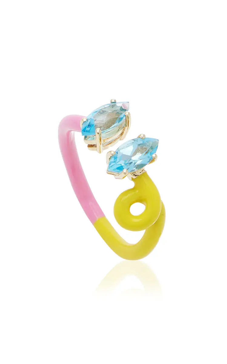 Bea Bongiasca B 9K Yellow Gold Amethyst Enameled Double Vine Ring | Thumbnail 3