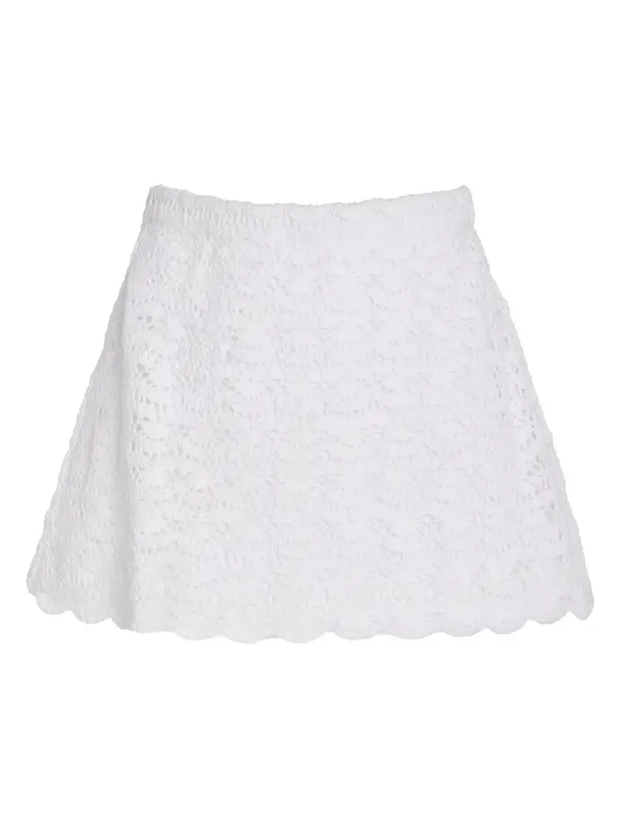Exclusive Rosamund Crocheted Cotton Mini Skirt