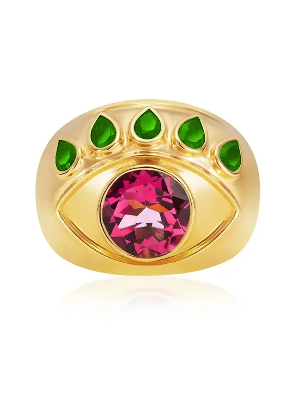NEVERNOT Ready To See You 18K Yellow Gold Topaz; Tsavorite Ring