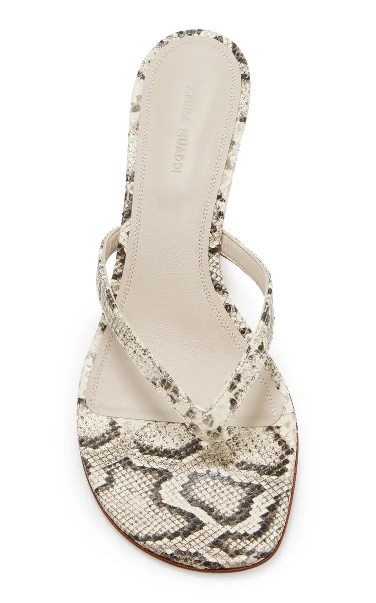 Amina Muaddi Juliette Snake-Effect Leather Sandals | Thumbnail 3 Amina Muaddi Juliette Snake-Effect Leather Sandals | Thumbnail 3
