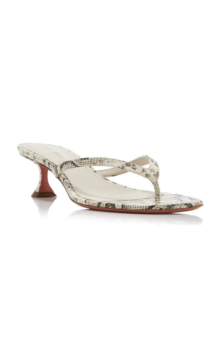 Amina Muaddi Juliette Snake-Effect Leather Sandals | Thumbnail 4 Amina Muaddi Juliette Snake-Effect Leather Sandals | Thumbnail 4