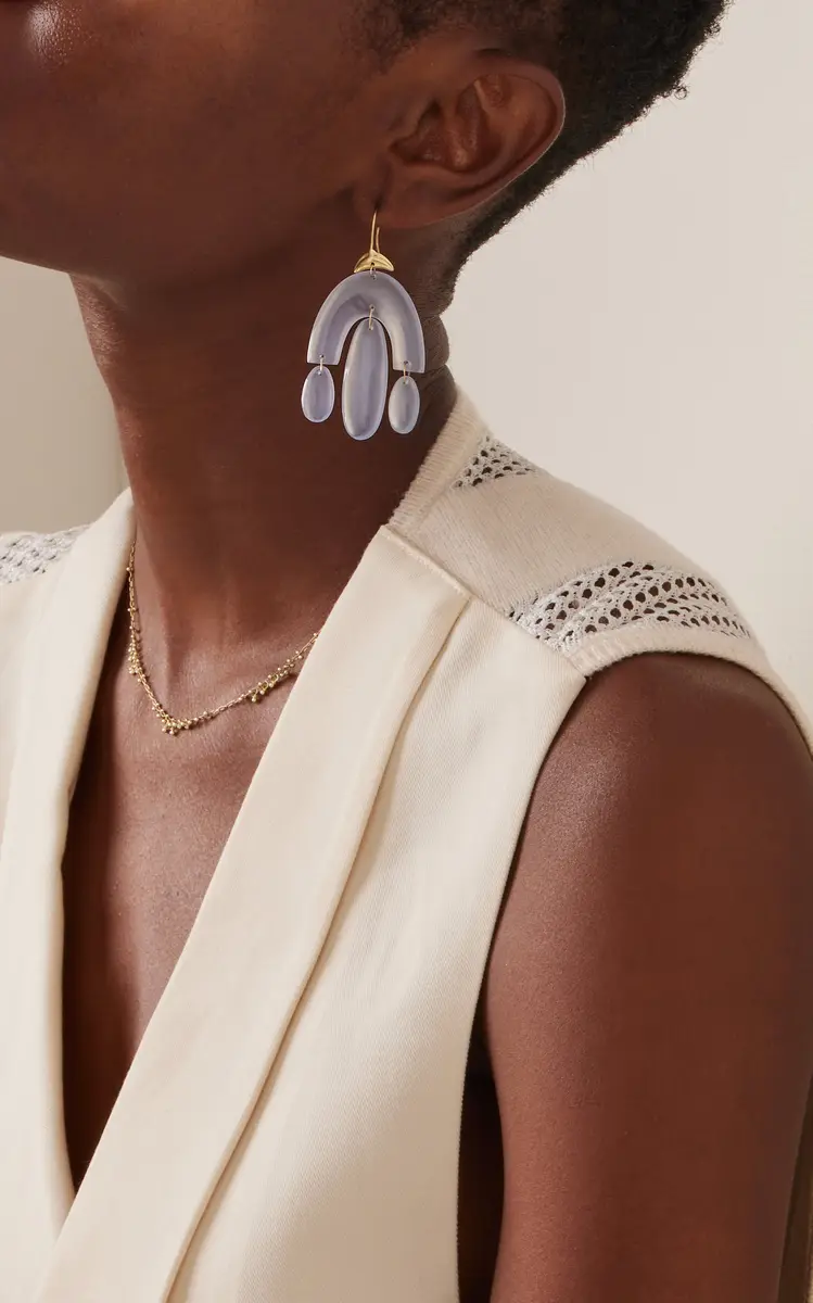 TEN THOUSAND THINGS Mini 18K Yellow Gold Chalcedony Earrings | Thumbnail 2