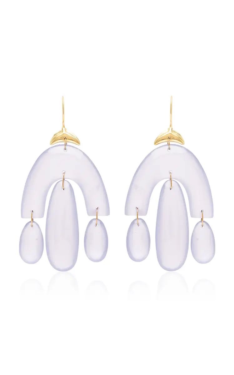 TEN THOUSAND THINGS Mini 18K Yellow Gold Chalcedony Earrings