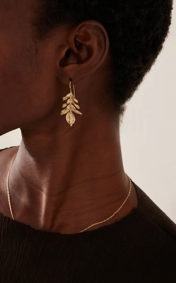 TEN THOUSAND THINGS Short Wild Fern 10K Yellow Gold Earrings | Thumbnail 2 TEN THOUSAND THINGS Short Wild Fern 10K Yellow Gold Earrings | Thumbnail 2