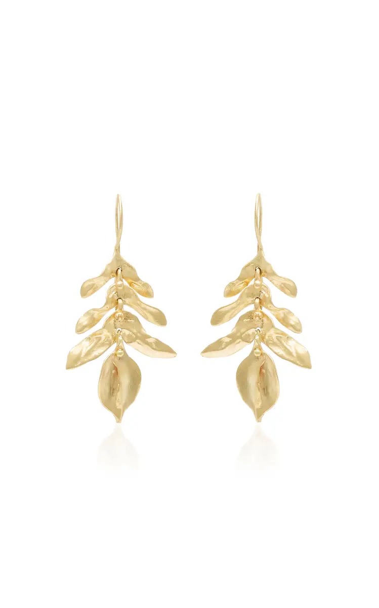 TEN THOUSAND THINGS Short Wild Fern 10K Yellow Gold Earrings | Thumbnail 4 TEN THOUSAND THINGS Short Wild Fern 10K Yellow Gold Earrings | Thumbnail 4