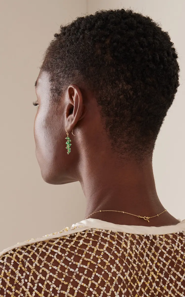 TEN THOUSAND THINGS Short Spiral 18K Yellow Gold Emerald Earrings | Thumbnail 2