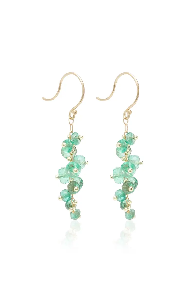 TEN THOUSAND THINGS Short Spiral 18K Yellow Gold Emerald Earrings | Thumbnail 3