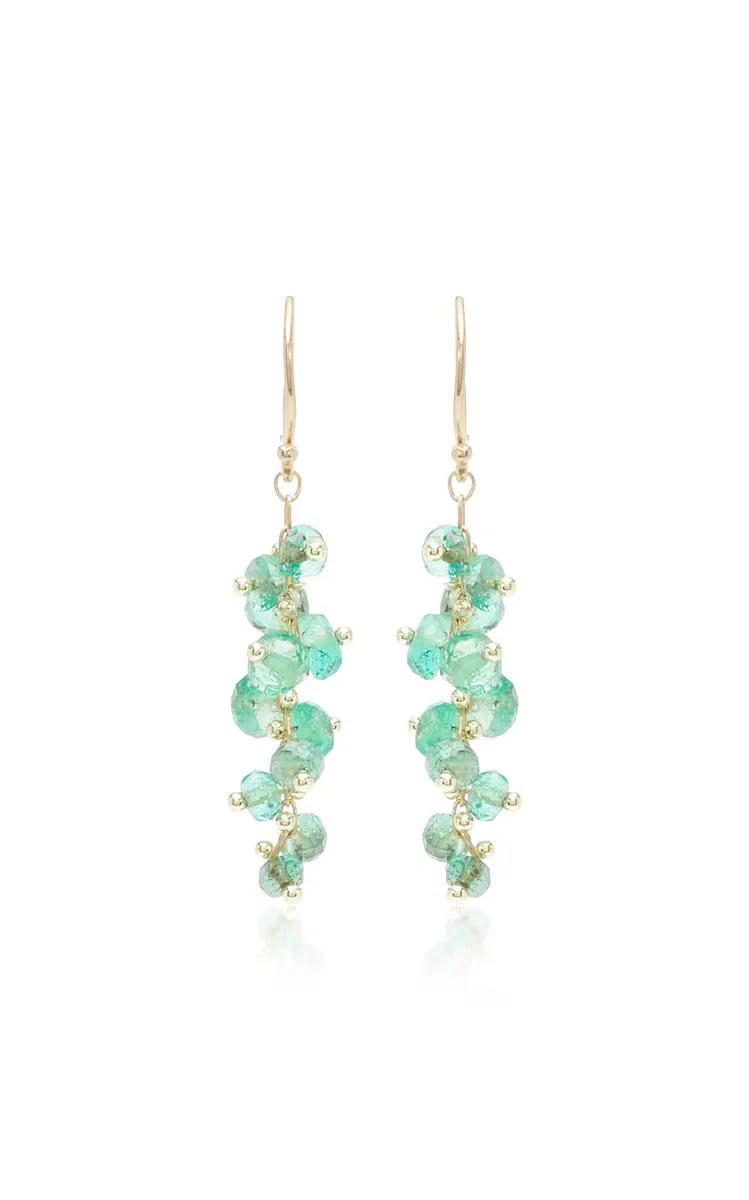 TEN THOUSAND THINGS Short Spiral 18K Yellow Gold Emerald Earrings